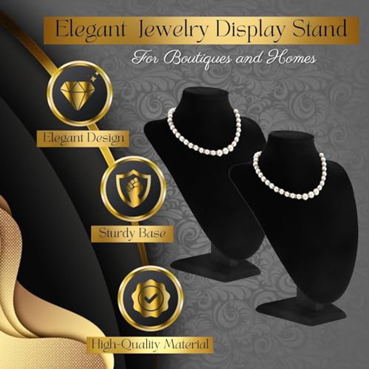 Sieraden Houder Sieraden Hanger Stand Model Buste Show Exposant Zwart Fluwelen Sieraden Display voor Vrouw