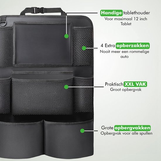 Travelhawk Auto Organizer - Autostoel Organizer voor Kinderen - Met iPadhouder - Zwart van Merkloos — afbeelding 2