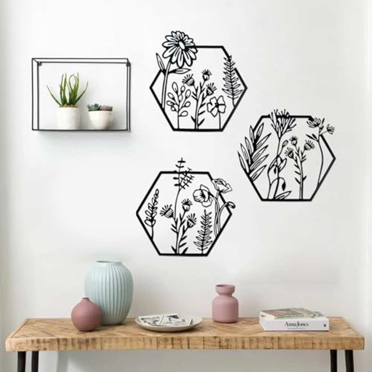 Moderne Metalen Wanddecoratie - 3 Delen Minimalistische Muurkunst voor Woonkamer, Slaapkamer en Kantoor