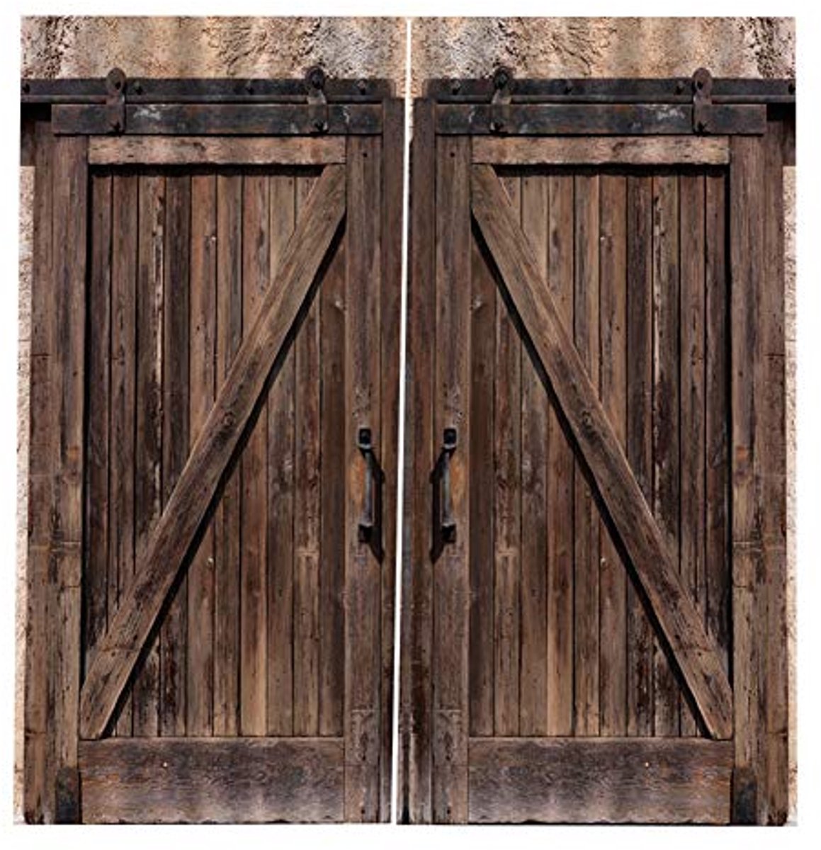 Vintage Original Old Color Farm Style Simple and Stylish 3d Wooden Warehouse Door Half Shade Printed Curtains for Bay Window Living Room Bedroom(170 * 200cm)