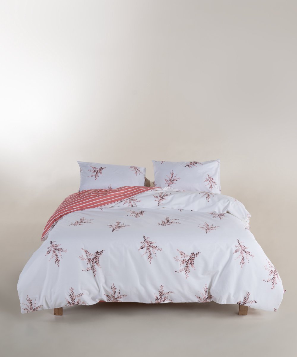 Mila Home Bloemen Collection - Beddengoedset Dekbedovertrek - Roze Bloemen Dessin -Primavera 100% Katoen Ranforce - OEKO-TEX Gecertificeerd - 140x200 cm +1 Kussenhoes 60x70 cm