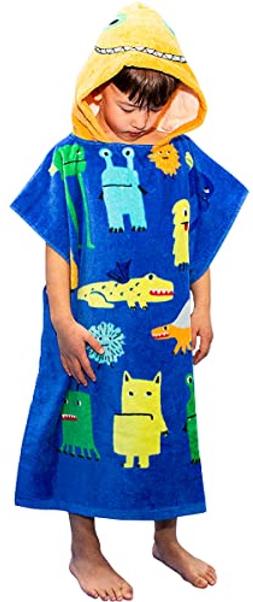 Hooded Poncho Handdoek voor Kinderen van Zacht Katoen - Absorberend en Ideaal voor Strand en Bad