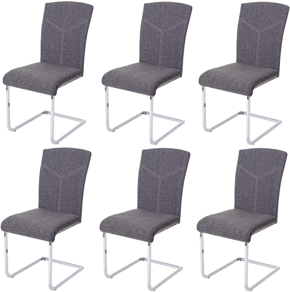 Set van 6 eetkamerstoelen MCW-F36, vrijdragende keukenstoel conferentiestoel ~ stof/textiel, grijs