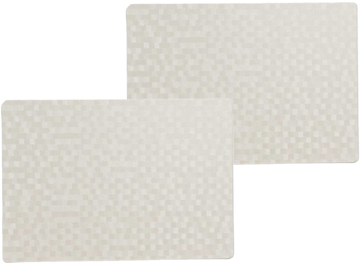 Wicotex luxe tafel placemats Stones - 12x stuks - PVC - wit - 30 x 43 cm - met anti slip - en PU coating - Onderleggers