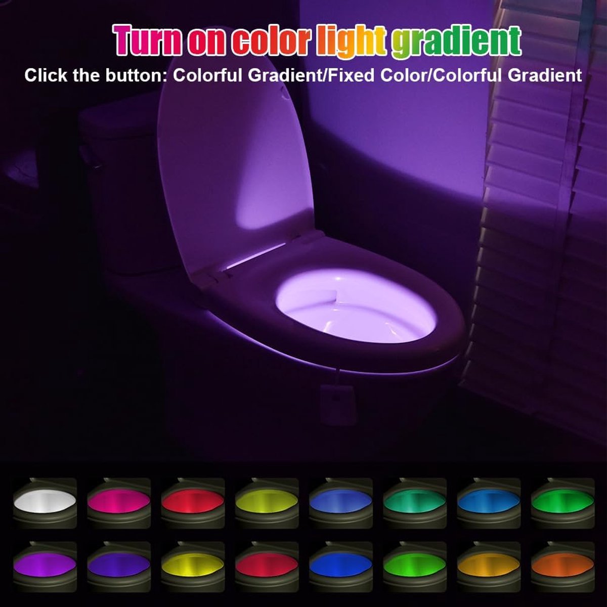 Toiletnachtlampje met led, 16 Kleuren Motion Sensor Toilet Nachtlampje, USB Oplaadbaar, Verstelbaar bewegingssensor Led-toiletnachtlamp, Bizar Grappig Verjaardagskado Cadeau - 2 STUKS — cadeau in Gadgets - foto 2