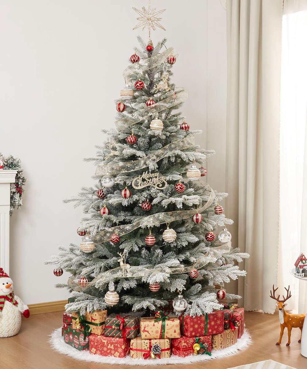 Kunstkerstboom met sneeuw smal 180 cm PVC en PE