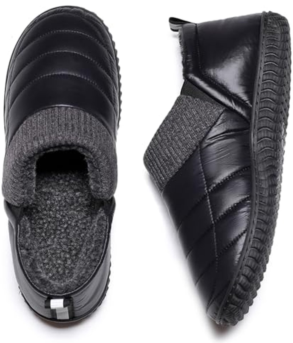 Comfortabele Pantoffels van Traagschuim voor Heren - Warme Donsschoenen met Gebreide Bovenkant en Buiten- en Binnenzool