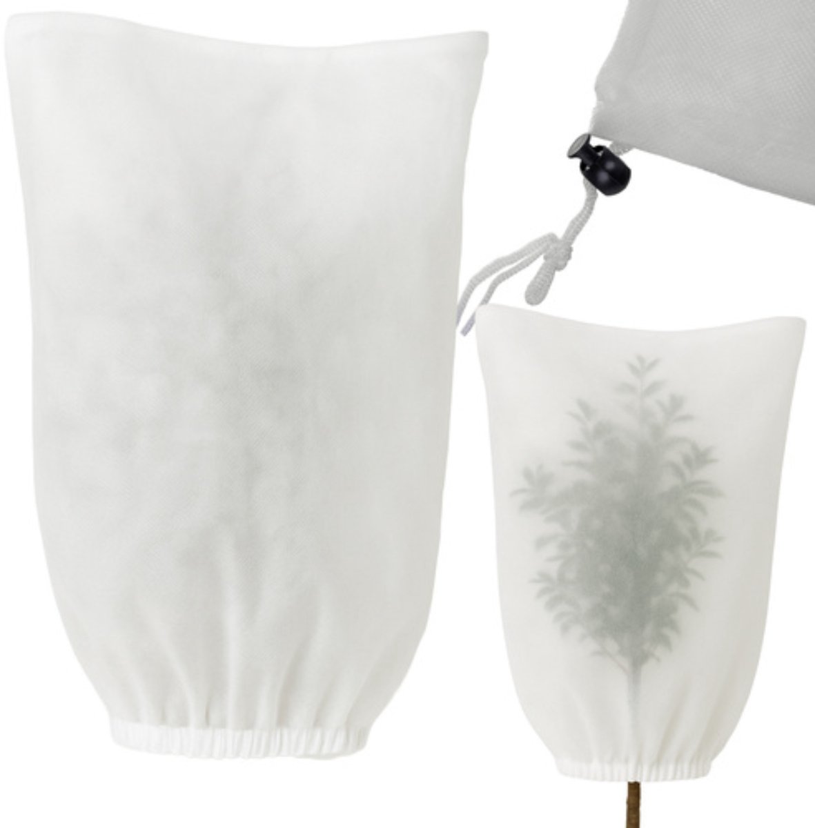 Garlov Gardlov Planten beschermhoes - 2x - 160 x 100 cm - wintertas - vorst bescherming - met trekkoord