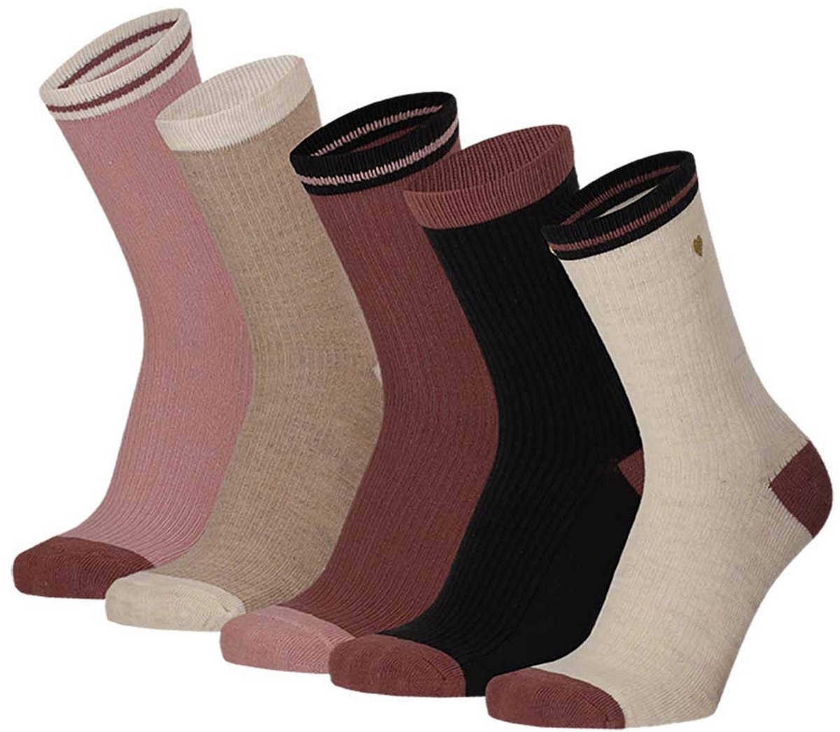Apollo - Sokken - Hartjes - Rib - Multi Colour - 5-pack - Maat 27/30