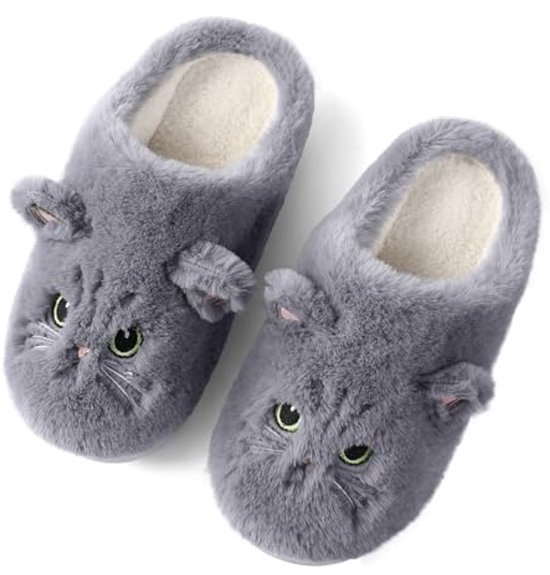Generisch Kinderen Herfst Kinderen Jongens Winter Slippers Cartoon Kat Antislip Schoen Indoor Thuis Warme en schattige Katoenen Pantoffels Originele Heren Schoenen, donkerblauw, 25 EU