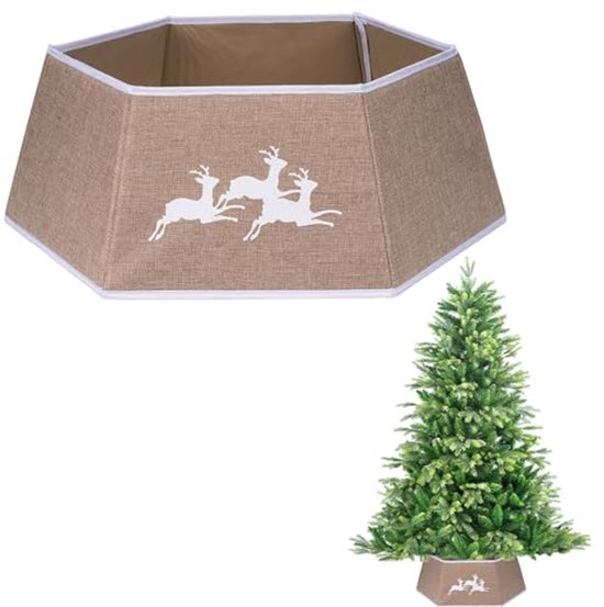 stoere kunstkerstboom met jute voet