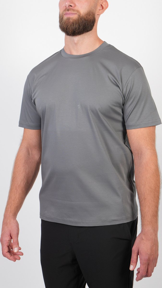 BASKO T-SHIRT - SLIM FIT - GRIJS - MAAT S