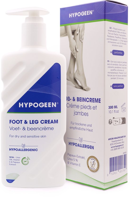 Hypogeen voet- & beencrème – 5% ureum – 300 ml pompflacon