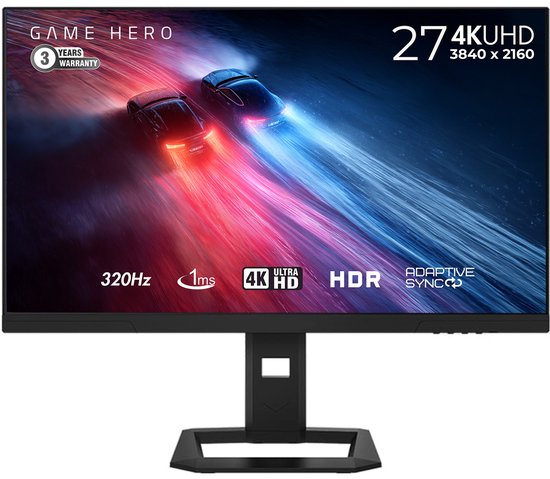 GAME HERO® 27 inch FHD/4K DualRes Gaming Monitor 320/160Hz - 1ms - Fast IPS