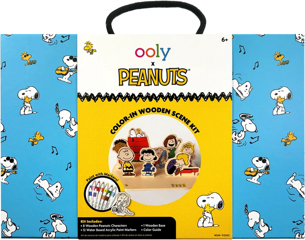 Ooly - Ooly x Peanuts - Snoopy voorgesneden scène om in te kleuren - 12 Acrylverfstiften