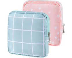 2Pcs Sanitary Napkin Storage Bag - Period Holder Bag - Portable Menstrual Kit - Sanitary Pad Storage Bag - Pad Holder - Period Pouch with Zipper - Menstruation First Period Bag for Girls and Women