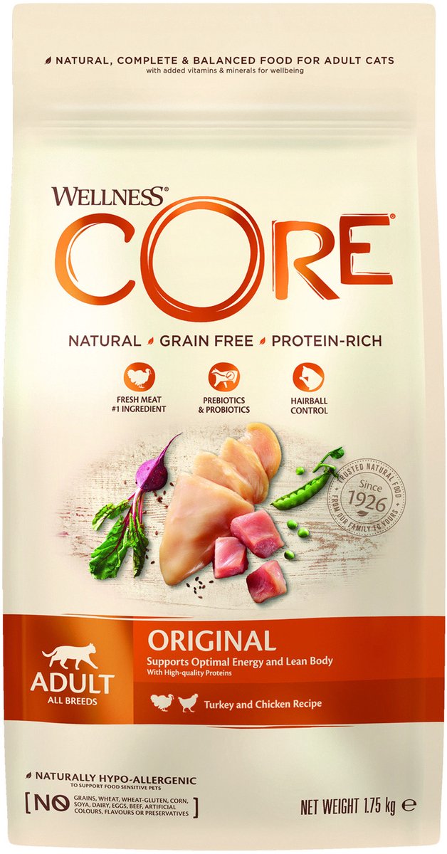 Wellness Core Adult Original - Kattenvoer - Kalkoen - Kip - 1,75 kg