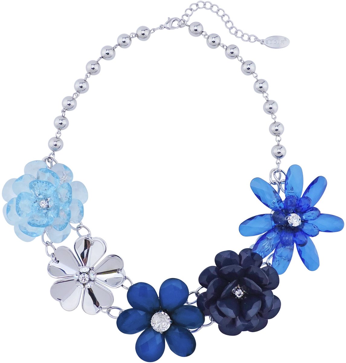 5 Bloemen Gevlochten Kristallen Opvallende Chunky Ketting met Kraal en Parel Sieraden voor Dames (NK-10127), Acryl, Geen Edelstenen, Parel