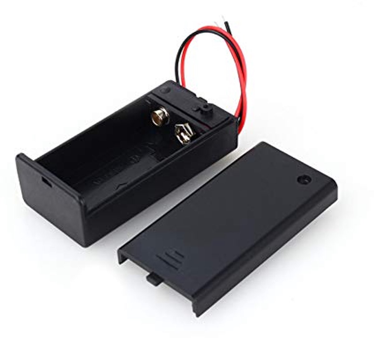 9V Volt PP3 Battery Holder Box DC Case w/ Wire Lead ON/OFF Switch with Cover for Standard 9V Batteries External Power Source