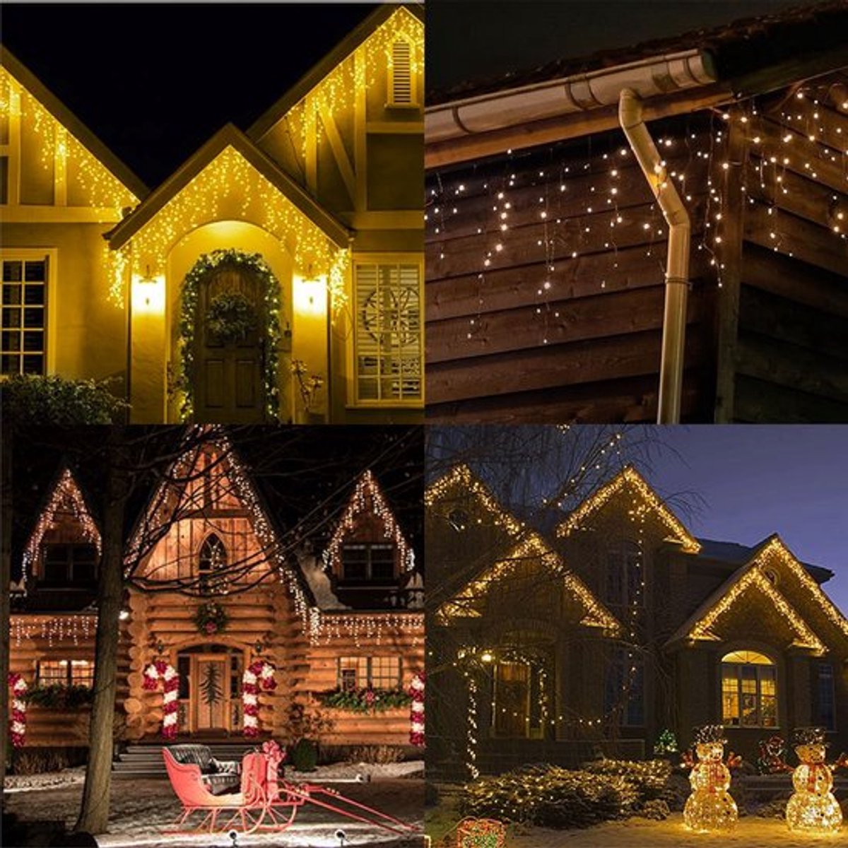 Lichtgordijn - Ijspegelverlichting - LED gordijn - Kerstverlichting - 1000 LED - Met Afstandsbediening - Voor binnen en buiten - 20 meter (2 x 10 m) - Koppelbaar - Warm wit – foto 6