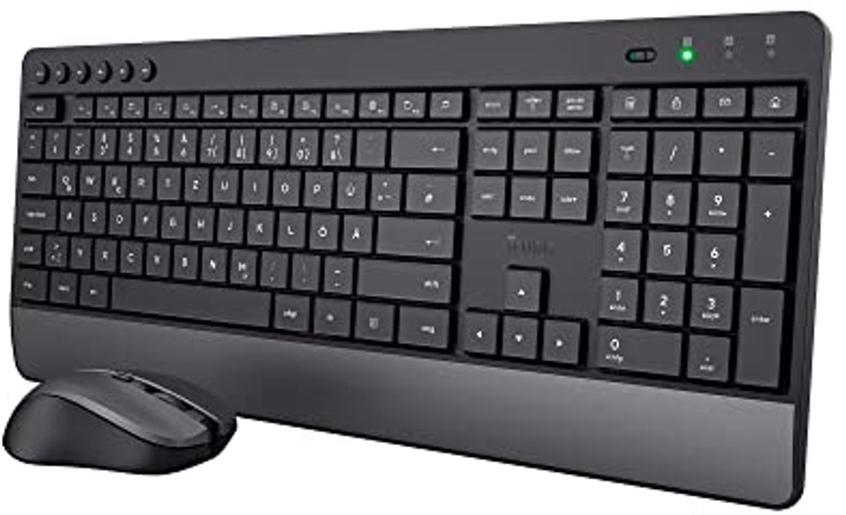 Draadloze Toetsenbord en Muis Set met Ergonomisch Ontwerp en Stille Toetsen - 48 Maanden Batterijduur voor PC en Laptop