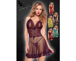 Sexy Lingerie Set – Babydoll Jurkje met String - Dark Red