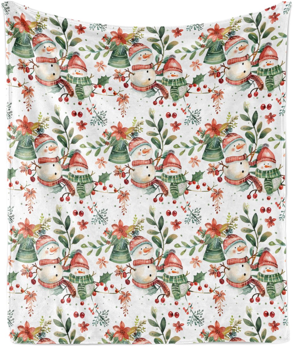 New Bed Kerstmis Sneeuwmannen en kerstsfeer Zachte Flanellen Fleece Deken, 230 cm x 175 cm