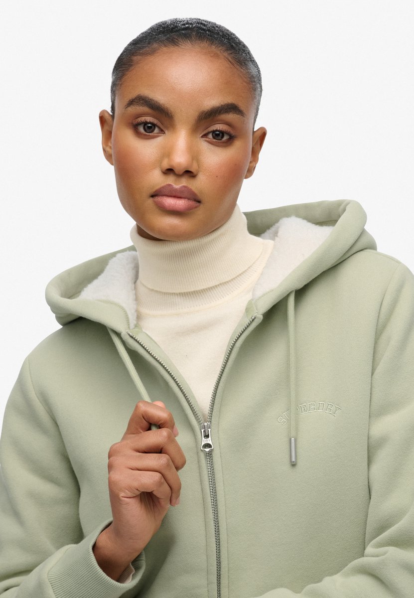 Superdry Hoodie met Borgvoering en Rits Dames Hoodies Dusty Sage