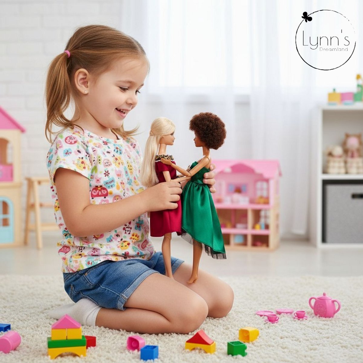 Lynn’s poppenkleertjes - Set ‘Anna’ - Geschikt voor modepop - Set van 5 jurken voor kerst, feest, gala - Kleding voor modepoppen - Cadeauzakje — afbeelding 3