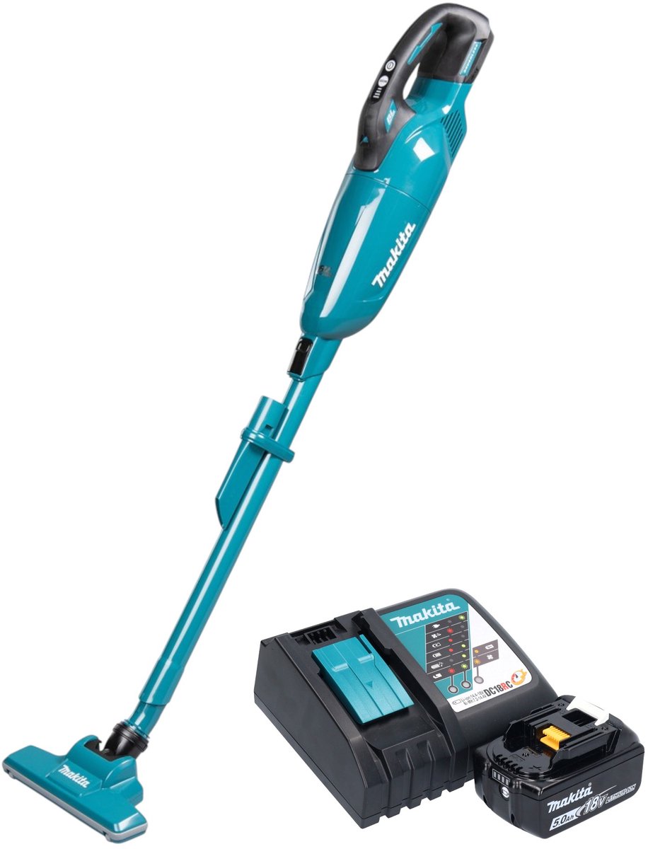 Makita DCL 284 FRT accustofzuiger 18 V 0,73 l borstelloos + 1x accu 5,0 Ah + oplader