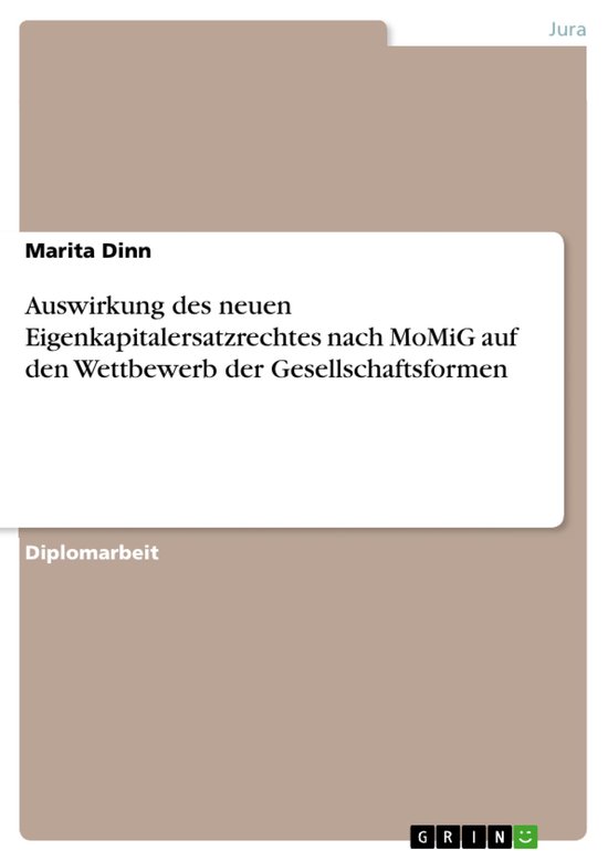 Auswirkung des neuen Eigenkapitalersatzrechtes nach MoMiG au ... - cover