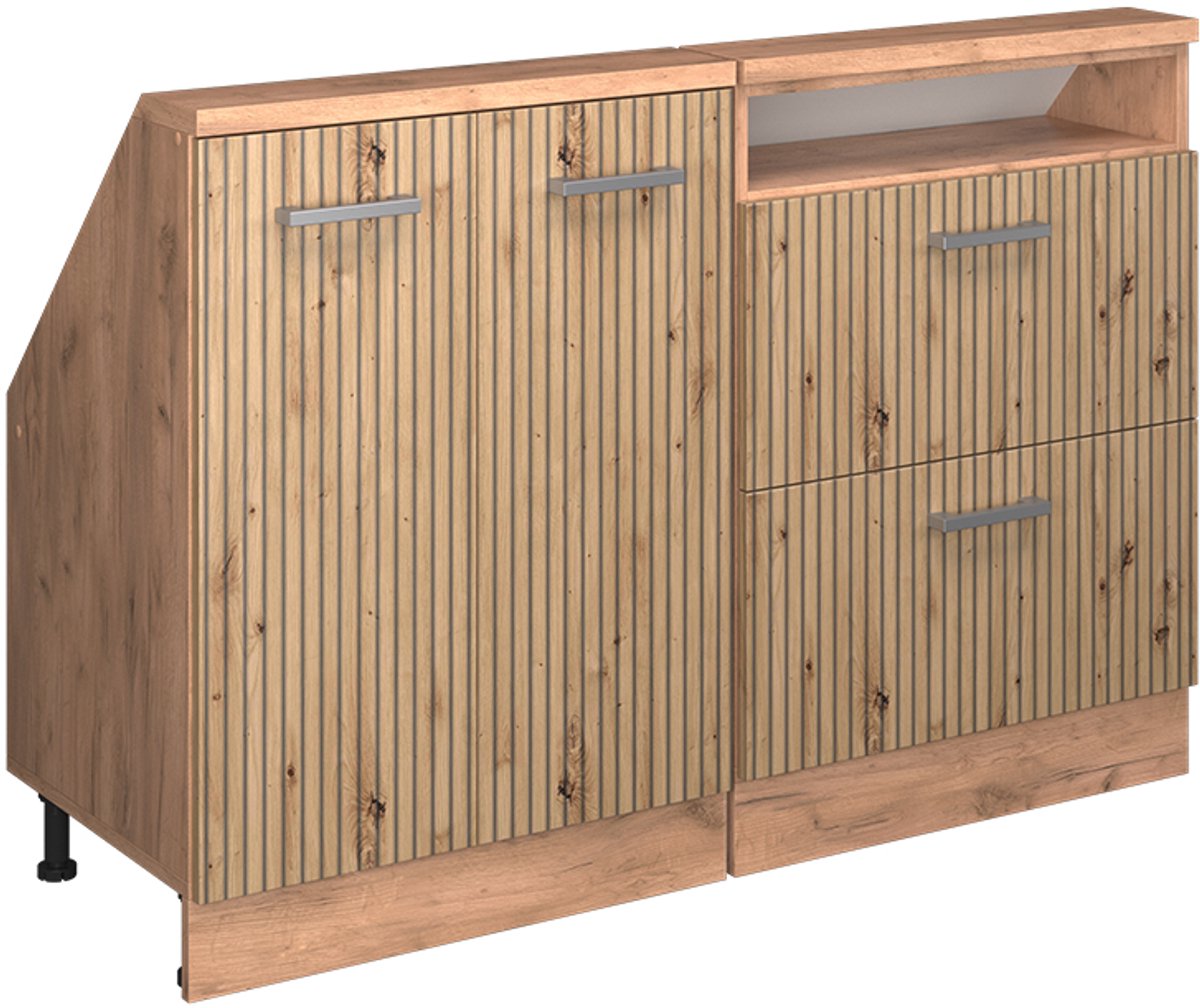 Vicco R-Line Keukenkast voor schuine wand – 120 cm Set van 2 Artisanaal eiken/Goudkraft eiken Artisanaal eiken/Goudkleurig Eiken