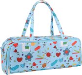 Breitas - breitassen voor het opbergen van wol en naalden - met handig compartiment voor extra lange breinaalden en haken - gehaakte tas met zijvak - brei-organizer - lichtgewicht groot - Blauw - Tote