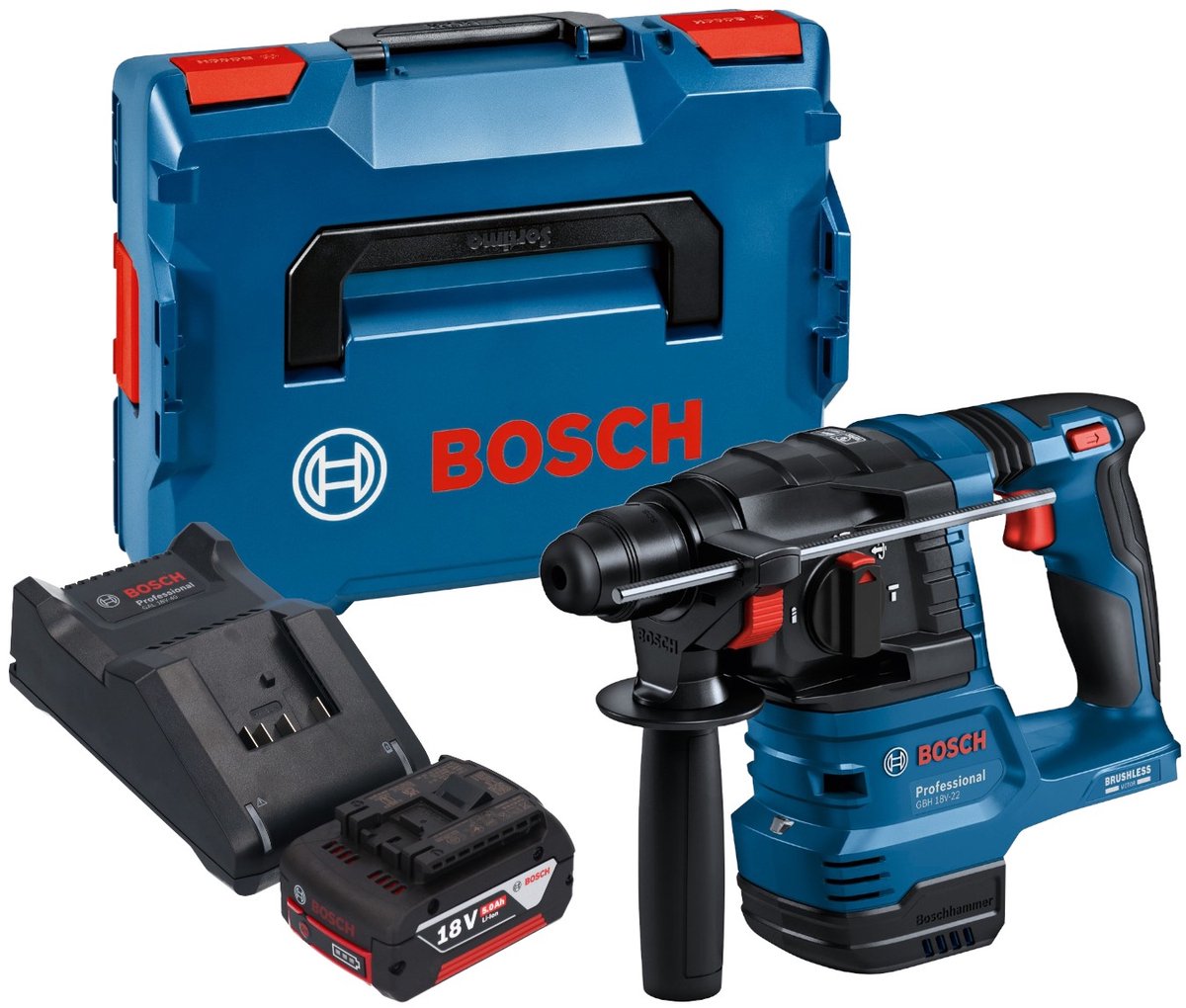 Bosch GBH 18V-22 Professional accu-boorhamer 18 V 1,9 J SDS Plus Brushless + 1x accu 5,0 Ah + oplader + L-Boxx