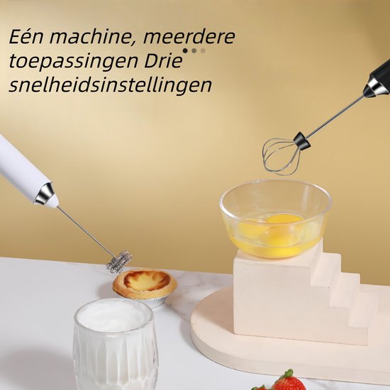 1stuk - Melkopschuimer - Draadloze melkopschuimer - Oplaadbare elektrische melkopschuimer - Geschikt voor cappuccino, latte en beslag - 2-in-1 keukengadget - Koffieaccessoires - Keukengadgets - wit van K☕️FJE! — afbeelding 3