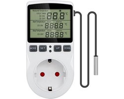 Slimme digitale temperatuurregelaar - 16A 3680W - Stekkerdoos - Verlicht display + Timer - EU-stekker