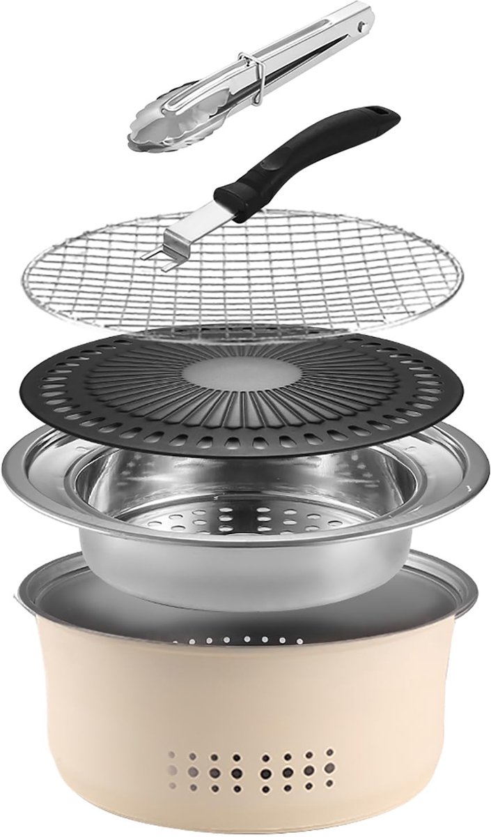 Ibenzoa® Draagbare houtskoolbarbecue met roestvrijstalen ontwerp en antiaanbaklaag