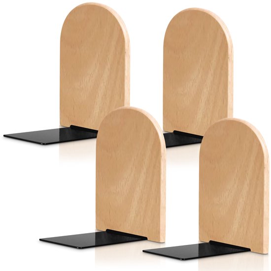 Foto: Novaware boekensteun 4 stuks boekensteunen plank organizer boekenhouder boekenrek boeksteun beukenhout