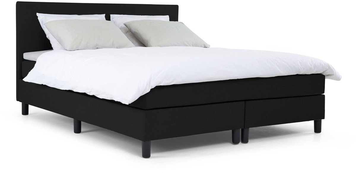 Maxi Owen Boxspring 140x200 cm - Gestoffeerde Boxspring met Matras - Bed - Zwart - Tweepersoonsbed