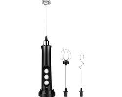 Elektrische Melkopschuimer - Handmixer Serie - 3-In-1 Opschuimstaven - Oplaadbare Keukenmixer - Voor Cappuccino, Chocolademelk En Beslag - Zwart