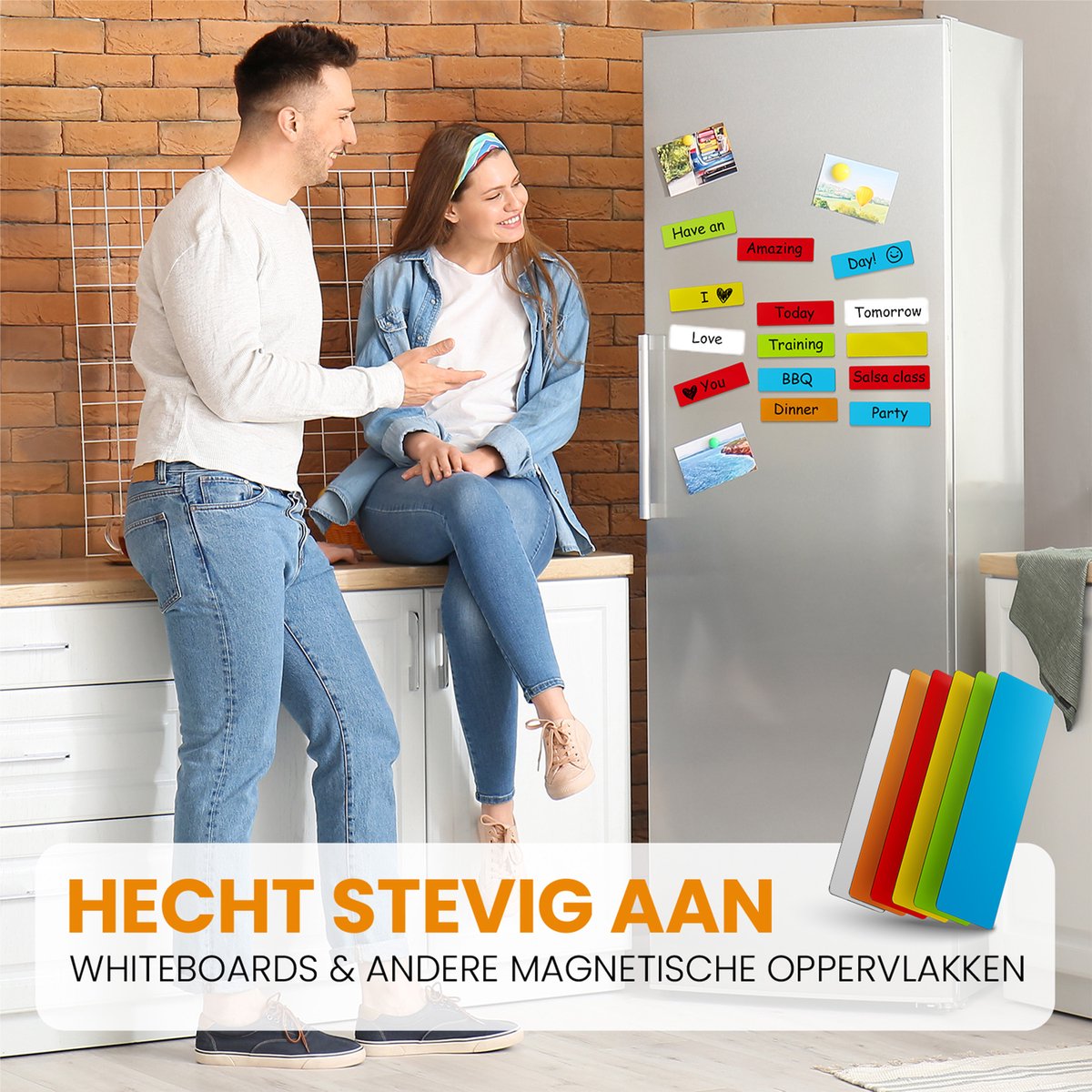 ATWAM Scrum Magneten - 210 stuks - Voor Whiteboard, Magneetbord, Memobord of Magnetisch Tekenbord – Herschrijfbare Magneten op Koelkast - Kanban - 7,5 cm Breed x 2,5 cm Lang - 7 Kleuren — afbeelding 7