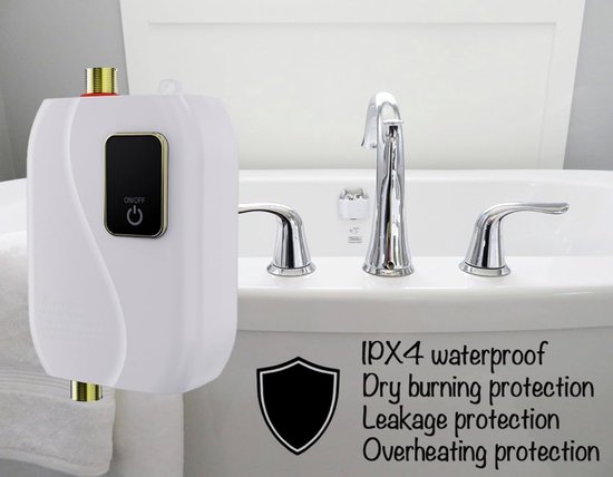 220V Doorstroomboiler Elektrische Waterverwarmer On Demand Warmwater 3000w Voor Keuken En Badkamer Onder De Wasbak Compacte Mini Boiler Met Digitaal Display 12 X 20 Cm Zwart