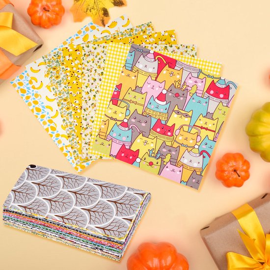 Creativeally 70 Pièces Tissus Coton - Tissus Patchwork Tissus - 25x25 cm - Coudre DIY - Literie - Quilt - Patchwork - Pack de 70 Pièces de Tissu - DIY Tissu Coton Imprimé Floral C