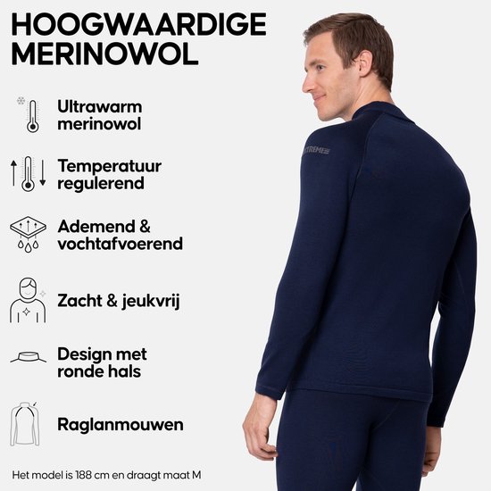 DANISH ENDURANCE Merino Wol Thermoshirt Heren - voor Extreme Kou - Donker Marineblauw - Maat M — afbeelding 4