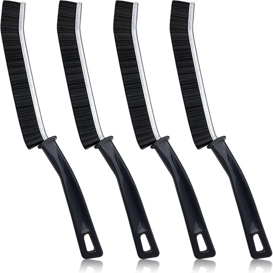 Vitdipy - 3 pièces - Brosse de nettoyage dure - Brosse à poils durs pour crevasses - Avec long manche - Brosse à main - Brosse de nettoyage étroite pour petits espaces - Zwart