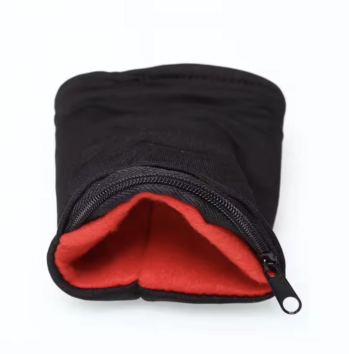 Scoby - Polsbandje met Rits - Sport- en Fitnessbandje - Zweetband met Opbergvak - Wristband with Zipper - 8x8CM - Zwart/Rood