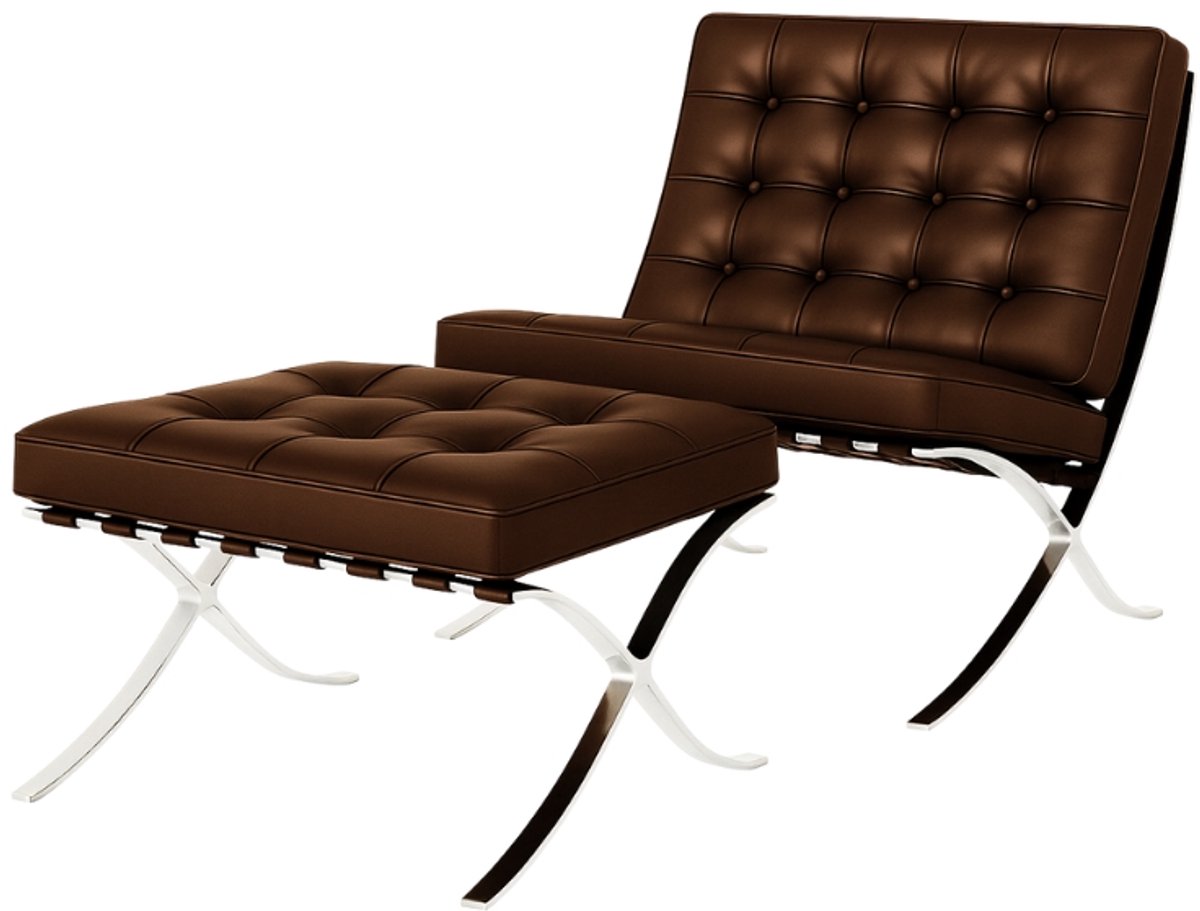 Oslo Chair + Hocker - Donkerbruin - Fauteuil - Stoel - Luxe Variant