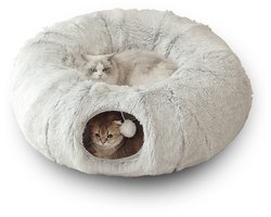 Kattentunnel - Kattenbed - kattenmand - Pluche Kattentunnel - Grijs Kattenhuis - Kattentunnel - Opvouwbare Kattengrot