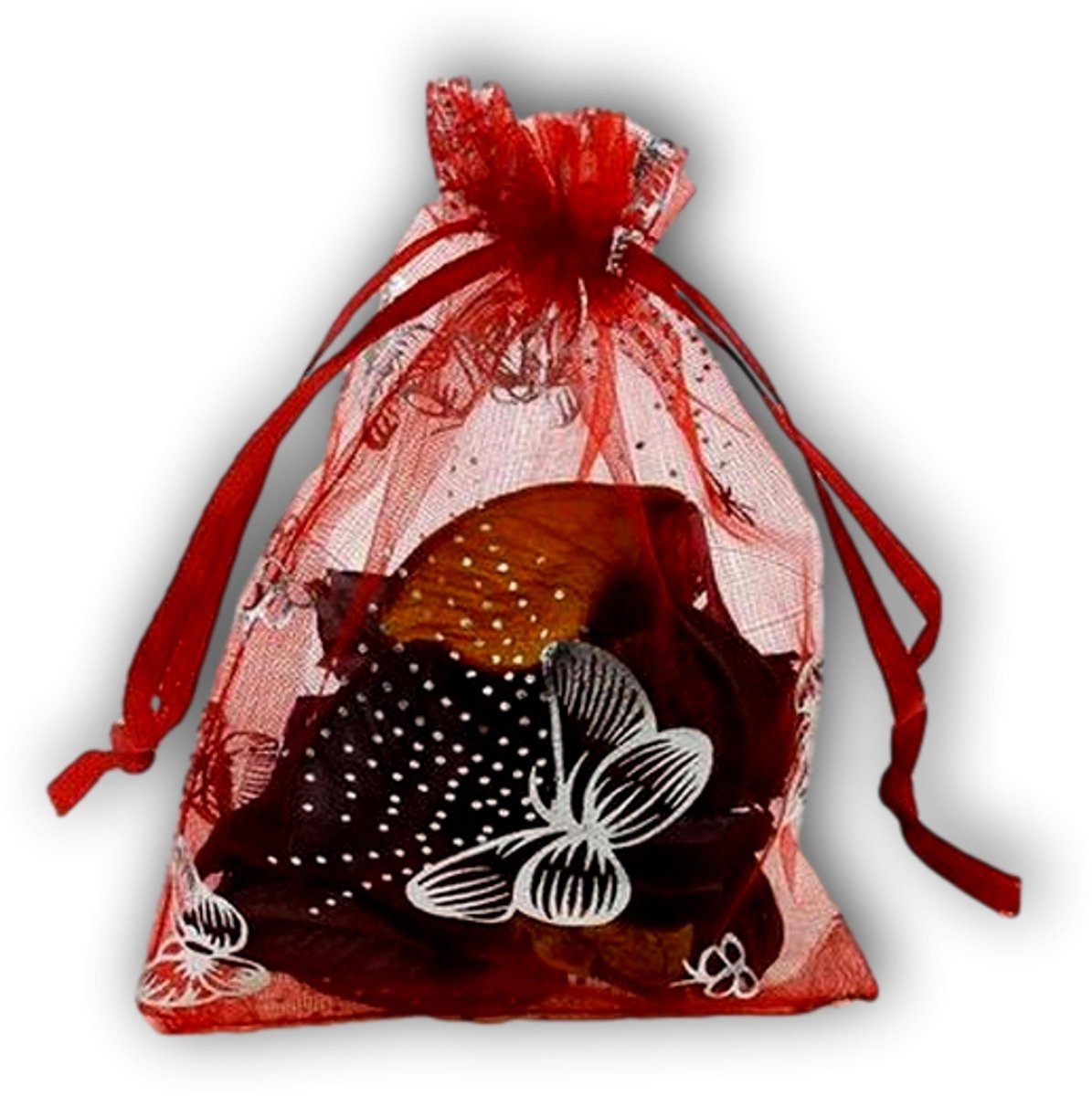 Ilènne - Organza zakjes rood met vlinders - 11x16 cm 100 stuks / cadeauzakjes