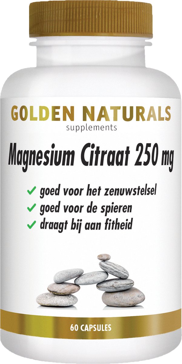 Golden Naturals Magnesium Citraat 250mg (60 veganistische capsules)